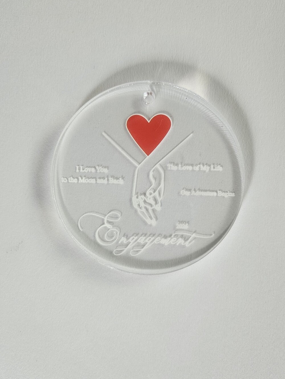 Engagement ornament, acrylic ornaments